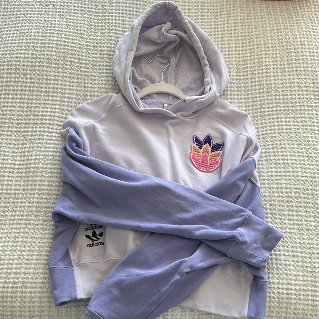 Adidas Purple Cropped Hoodie Size Small